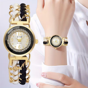 New Women's Small Watch Case Set with Rhinestones