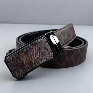1pc Fashionable Men's Waist Belt with Automatic Letter Buckle