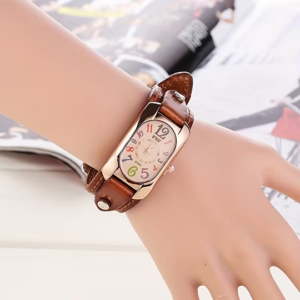 Vintage Faux Leather Square Women's Quartz Watch